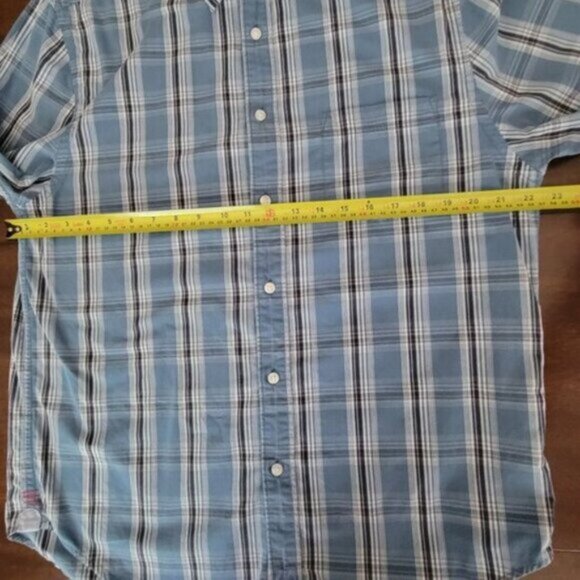 Canterbury of New Zealand Plaid Button Down Shirt Blue Black Long Sleeve Size L - Picture 12 of 12